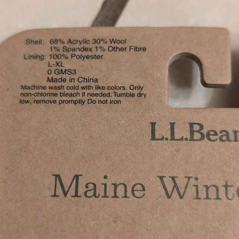 NWT LL Bean Maine Winter Sock Maroon and White Knit with pom poms size L-XL